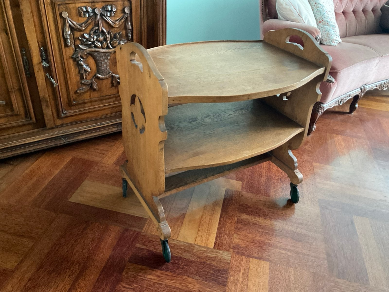 Theewagen, serveerkar, Ophalen, Gebruikt, 55 tot 75 cm, Hout