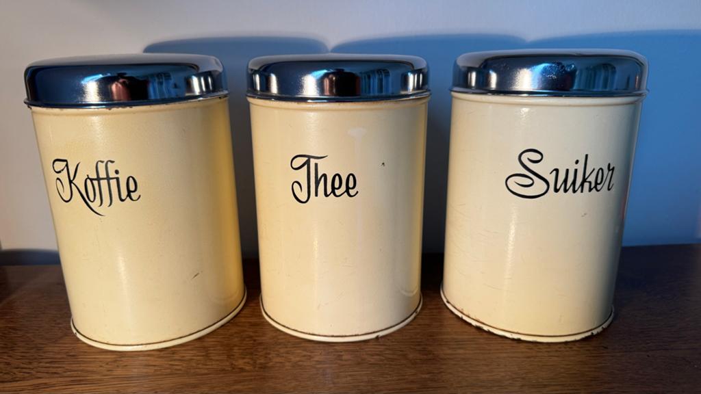 Vintage voorraadpotten: Koffie, Thee, Suiker, Antiek en Kunst, Ophalen