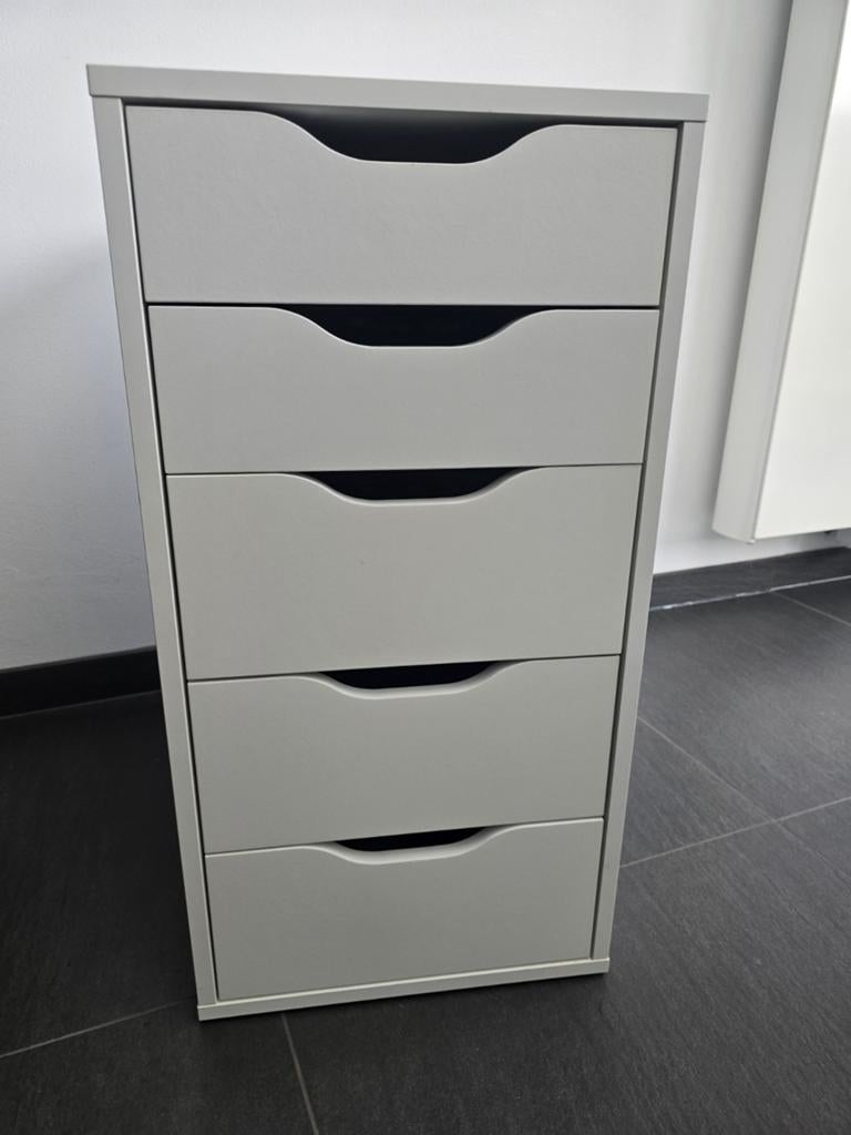 IKEA ALEX ladeblok met 5 lades - Wit, Ophalen, Minder dan 50 cm, 5 laden of meer, Modern, Functioneel