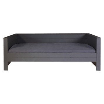 Woood Dennis stalen grijze bedbank, incl lattenbodem, Ophalen, 90 cm, Eenpersoons, Zo goed als nieuw