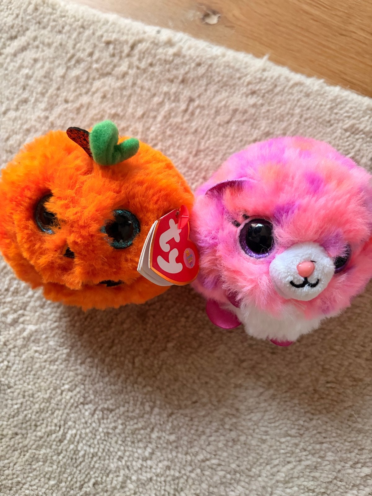 Ty Beanie Boo's pompoen en roze kat knuffels, Ophalen, Oranje, Kat, Klein (minder dan 20 cm)