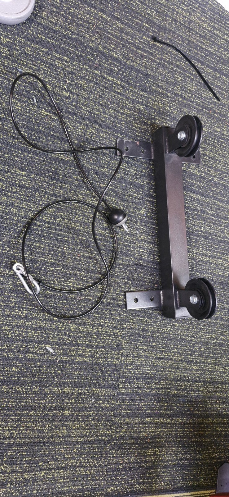 Katrolsysteem met 2 katrollen en 2 meter kabel, Ophalen of Verzenden, Gebruikt, Rug, Overige typen