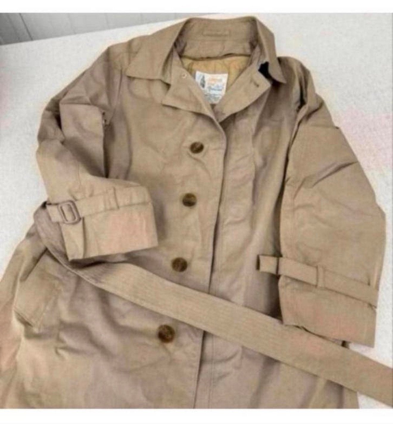 London Fog - Vintage trench coat vrouwen dames jas beige L, Beige, Maat 42/44 (L), Ophalen of Verzenden, Zo goed als nieuw
