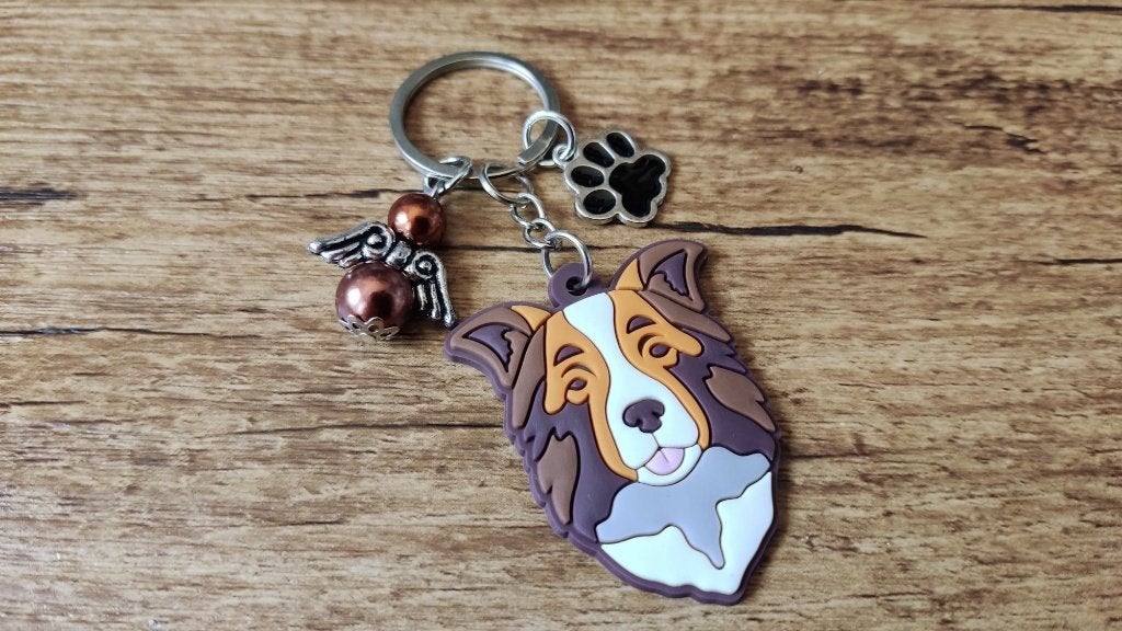 Kychain Australian shepherd PVC met beschermengeltje, Verzenden, Nieuw