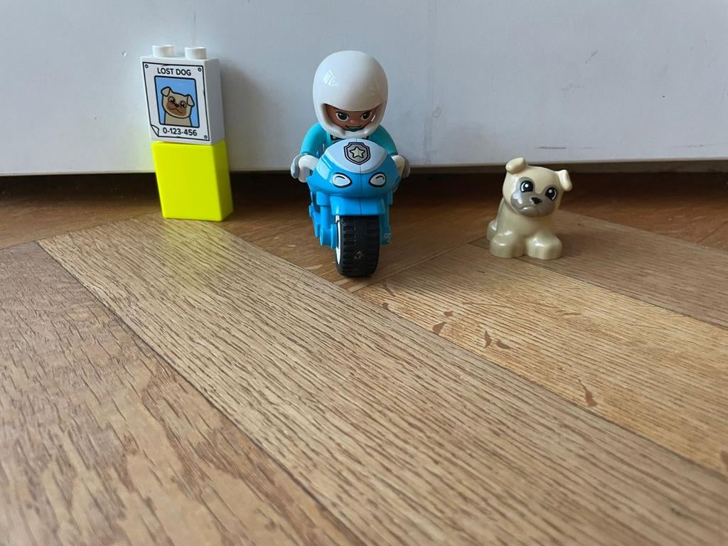Duplo Politie Motor met Hondje (compleet), Ophalen of Verzenden, Zo goed als nieuw, Complete set, Duplo