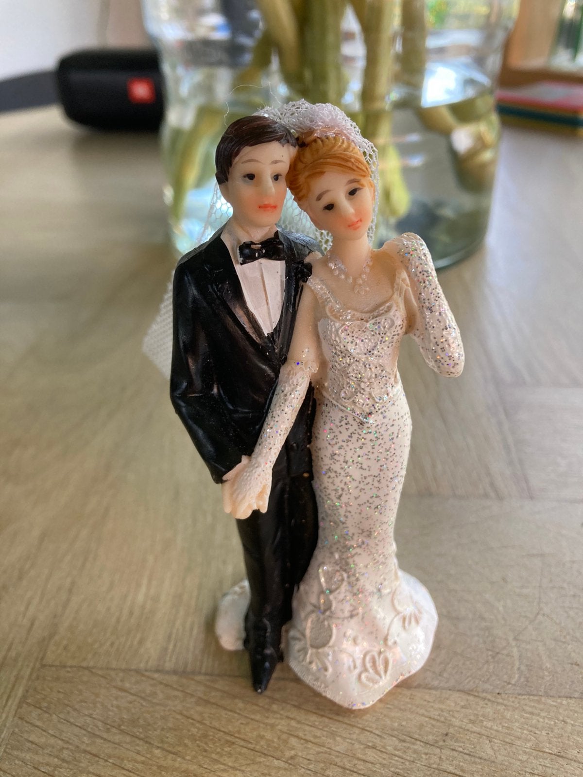 Taarttopper bruidspaar, Ophalen of Verzenden, Zo goed als nieuw, Zwart, Accessoires