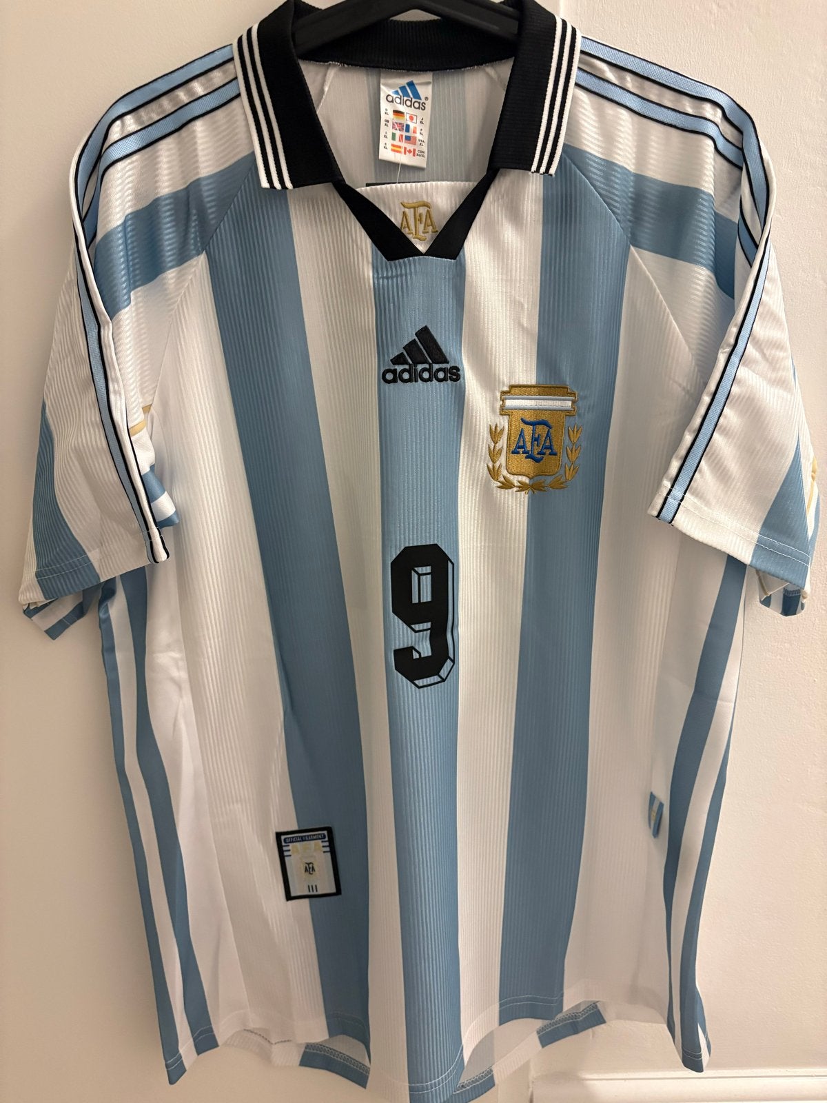 Retro Argentinië Batistuta wk 1998 Adidas vintage Fiorentina, Meerkleurig, Ophalen of Verzenden, Voetbal, Maat 56/58 (XL)