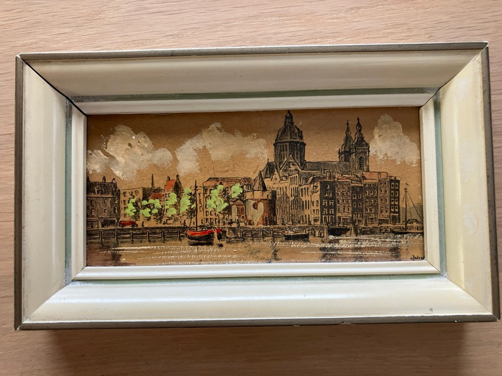 Schilderij stadsgezicht Amsterdam, Ophalen of Verzenden