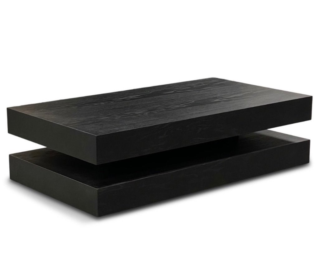 Salontafel | Eiken Fineer | Mat Zwart | Design Tafel, Huis en Inrichting, Ophalen, 100 tot 150 cm, Eikenhout, 50 tot 100 cm