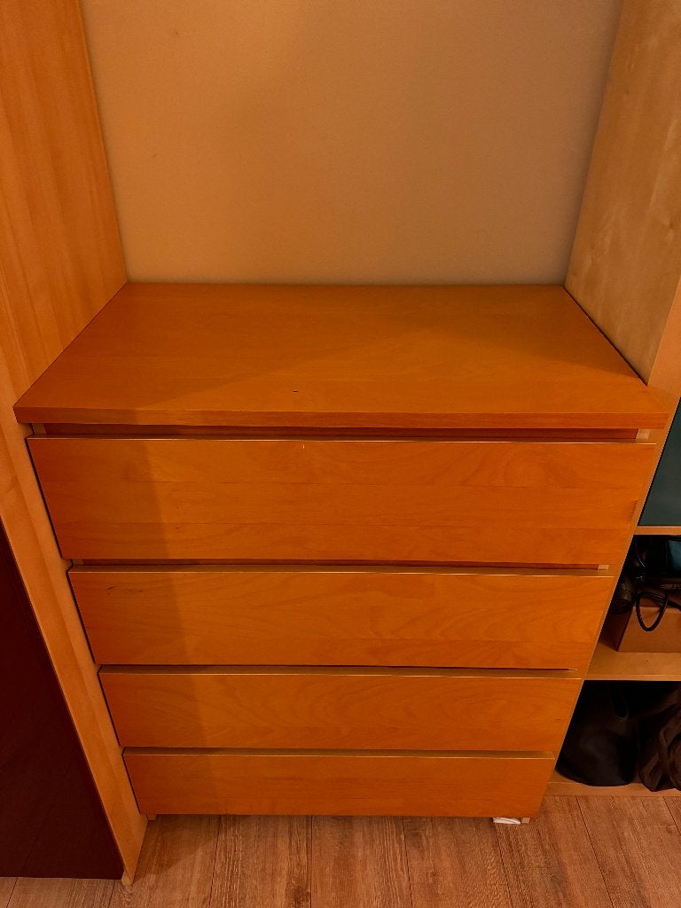 IKEA MALM Ladekast met 4 laden, Ophalen, Gebruikt, Eikenhout, 50 tot 100 cm