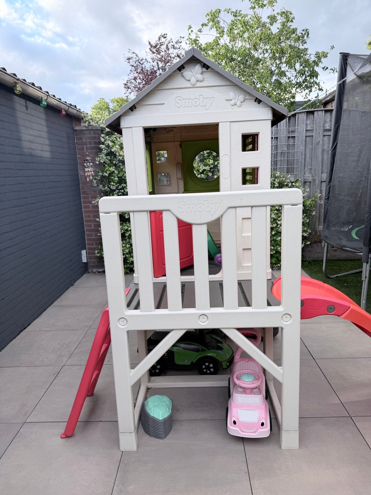 Smoby glijbaan met speelhuisje - scheur in glijbaan, Ophalen, Gebruikt, Glijbaan