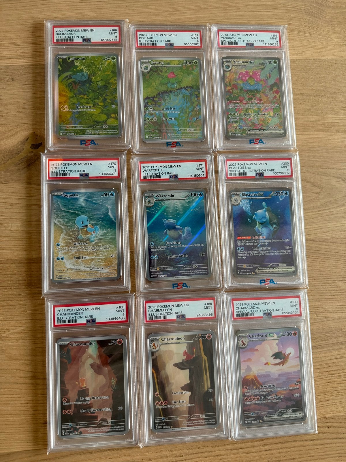 151 starter evolution trio set - PSA 9, Hobby en Vrije tijd, Ophalen, Zo goed als nieuw, Meerdere kaarten