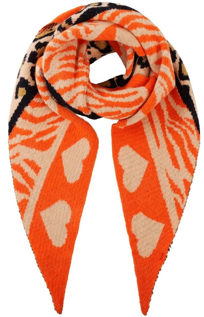Winter sjaal triangle panterprint oranje 180x75cm, Ophalen of Verzenden, Nieuw, Maat 46/48 (XL) of groter, Sjaal
