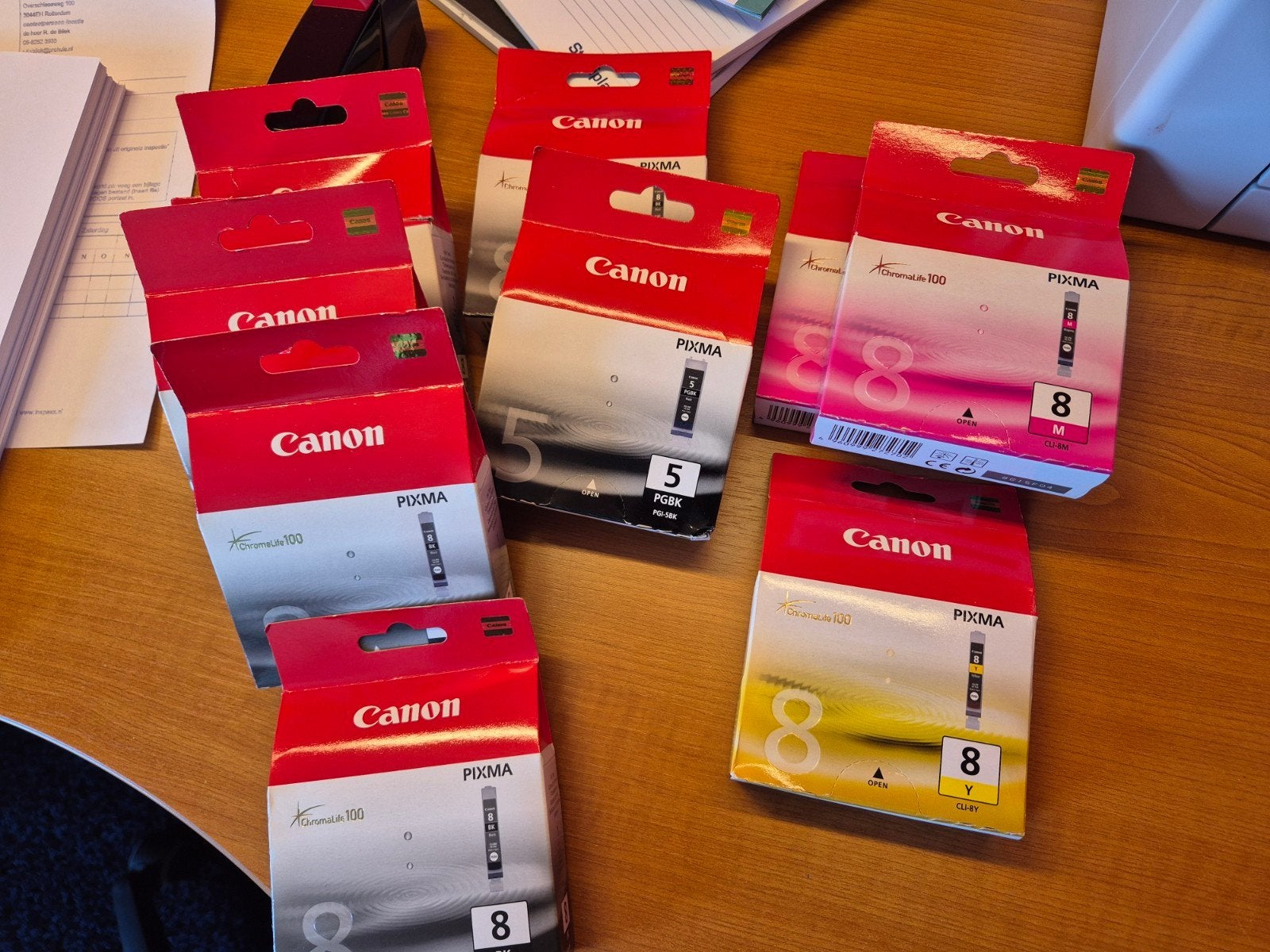Canon Pixma 5 en 8 inktcartridges, diverse kleuren, Ophalen of Verzenden, Nieuw, Cartridge, Canon
