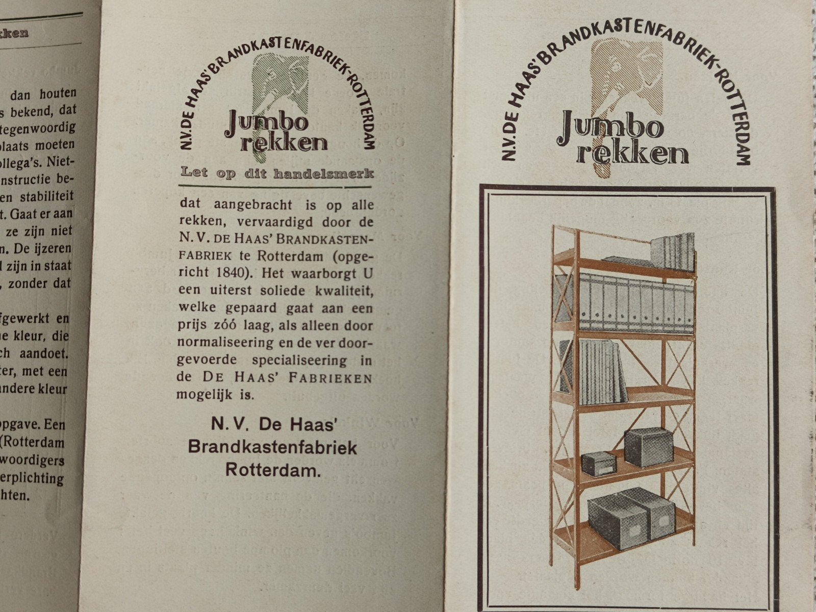 N.V. DE HAAS' BRANDKASTENFABRIEK, ROTTERDAM, JUMBO REKKEN., Verzenden, Gelezen