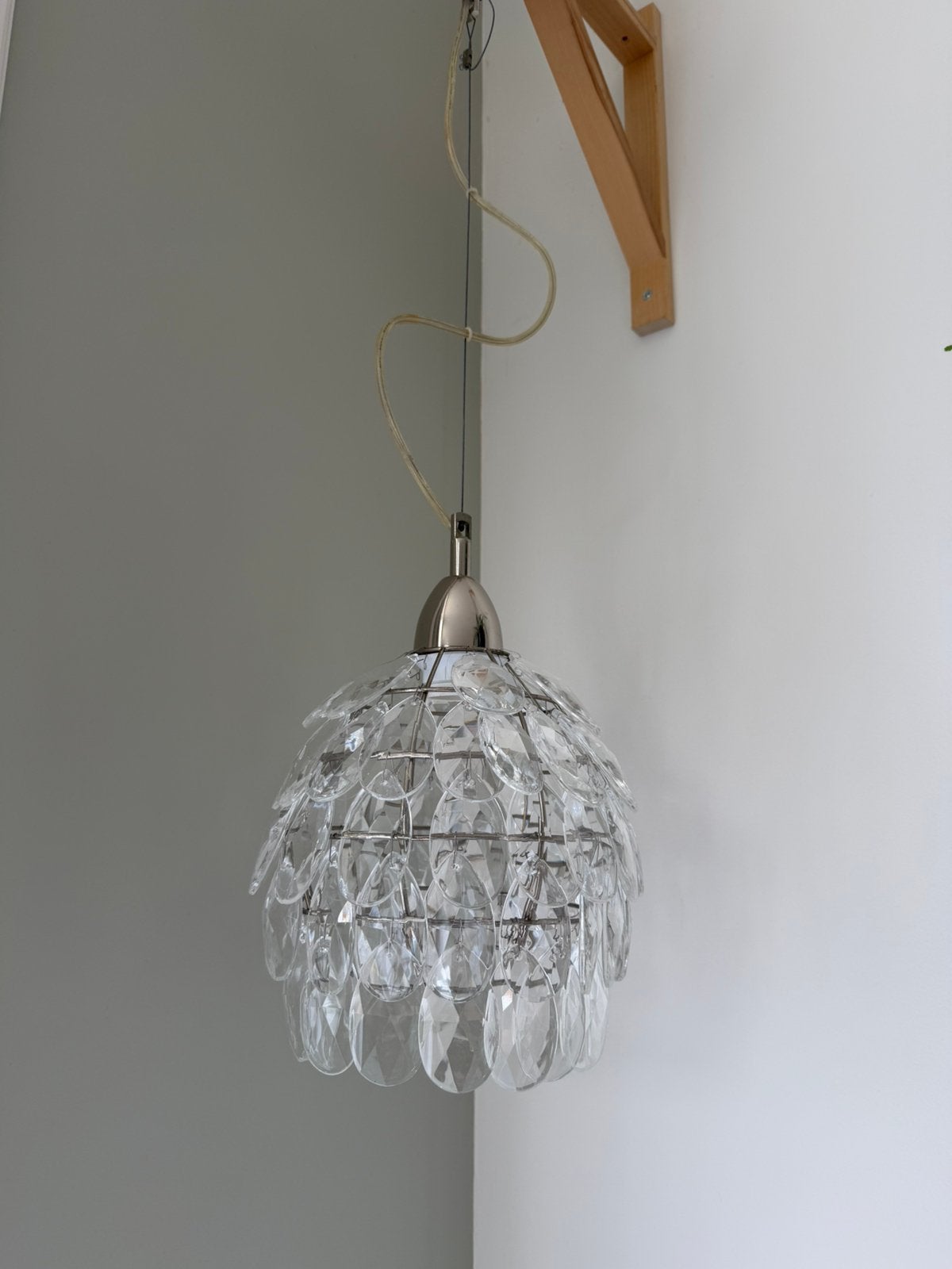 Hanglamp RIMSBO van IKEA - met glazen hangers, Huis en Inrichting, Lampen | Kroonluchters, Ophalen of Verzenden, Gebruikt, Glas