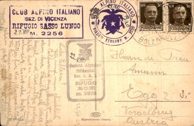 Oude briefkaart Club Alpino Italiano Sasso Lungo, Postzegels en Munten, Ophalen of Verzenden, Briefkaart