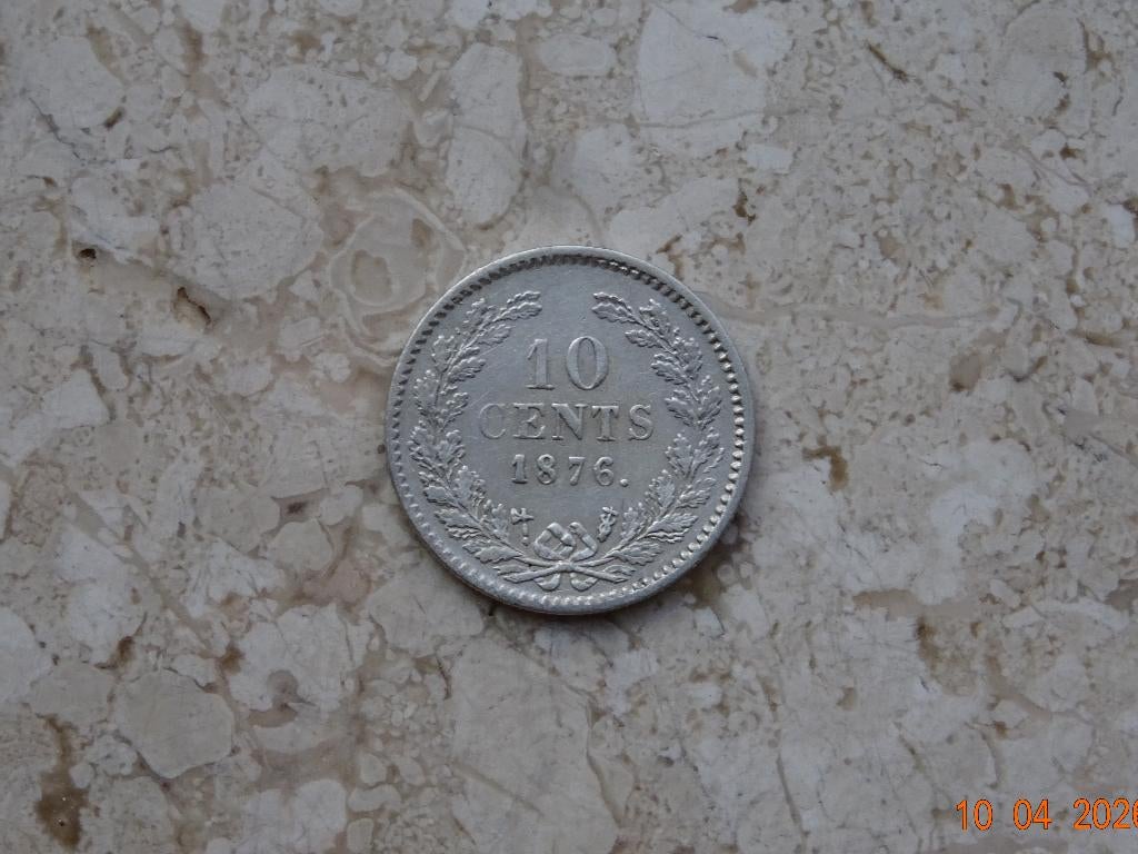 10 cent 1876, Koning Willem III, Verzenden, Zilver, 10 cent