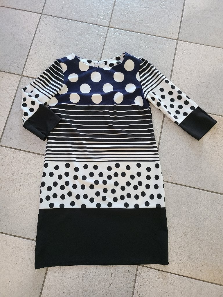 Blauw/wit/zwarte jurk, maat M, Maat 38/40 (M), Meerkleurig, Nieuw, Ophalen of Verzenden