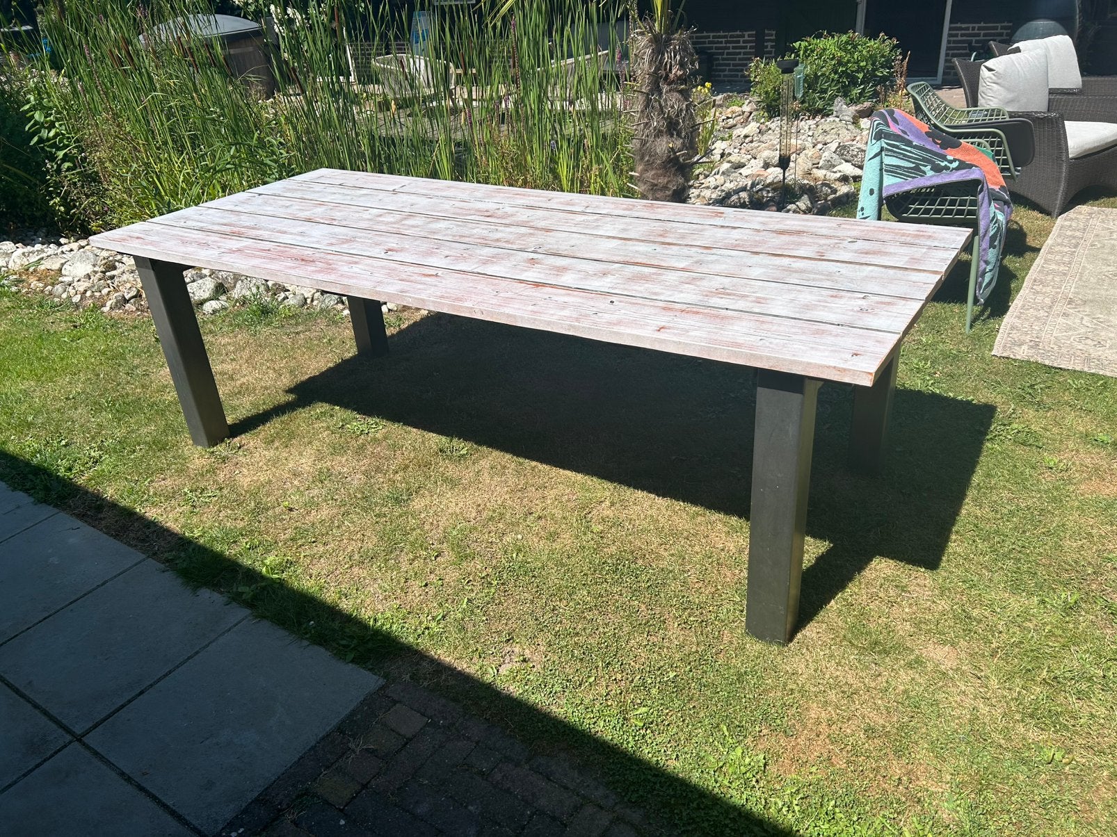 Zware tuintafel 250 lang, Ophalen, Zo goed als nieuw, Rechthoekig, Metaal