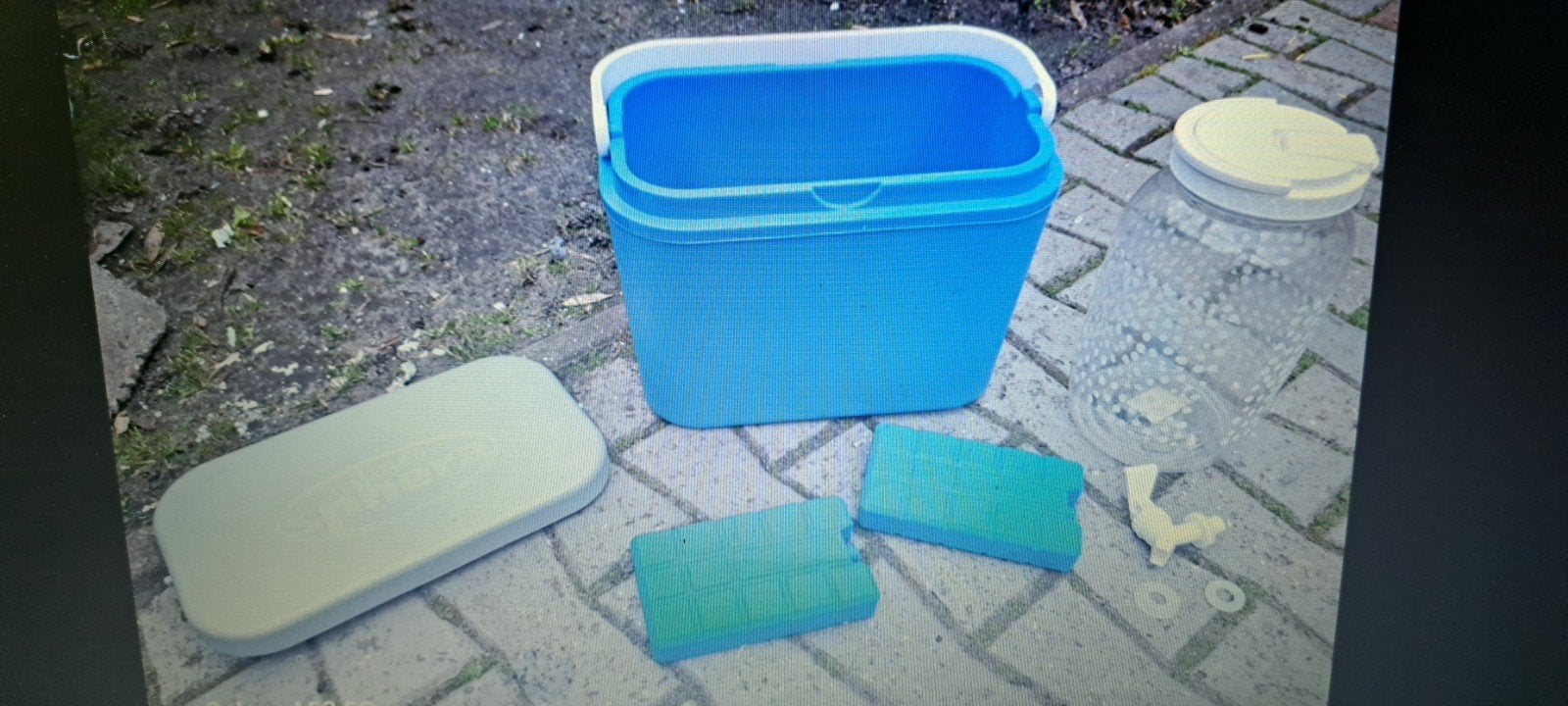 Blauwe koelbox met koelelementen en waterkan, Ophalen of Verzenden, Nieuw, Koelbox, Koelelement