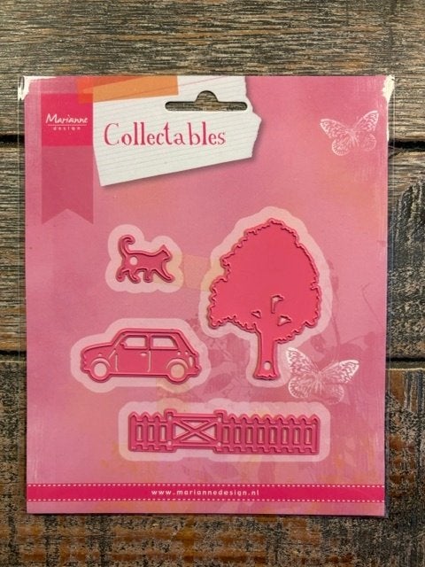 Marianne design Collectable 1383 Boom, hekje, auto en poes., Ophalen of Verzenden, Nieuw, Overige thema's, Pons of Mal