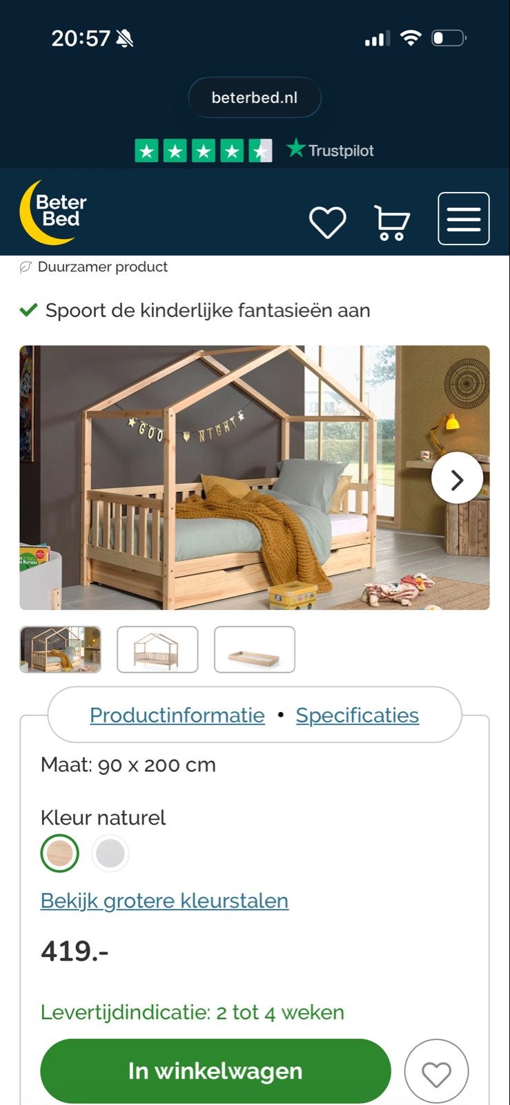 Beter Bed huisbed in zeer goede staat - 90x200 cm in, Ophalen, 90 cm, Zo goed als nieuw, 200 cm