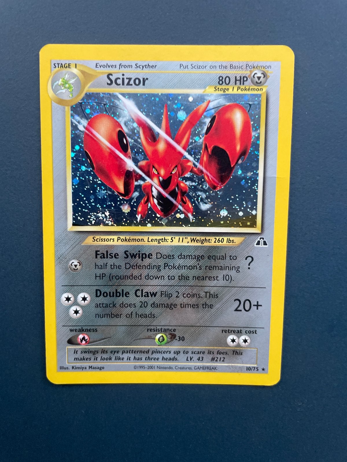 Pokémon Scizor 10/75 Neo Discovery Holo Foil Kaart, Ophalen of Verzenden, Zo goed als nieuw, Losse kaart, Foil