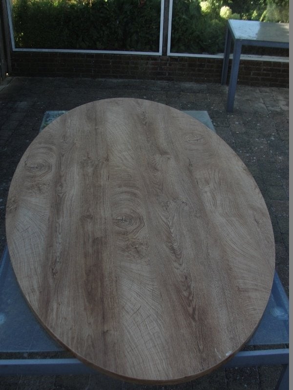 Tafelblad ovaal eikenlook, Ophalen, Gebruikt, 100 tot 150 cm, 150 tot 200 cm