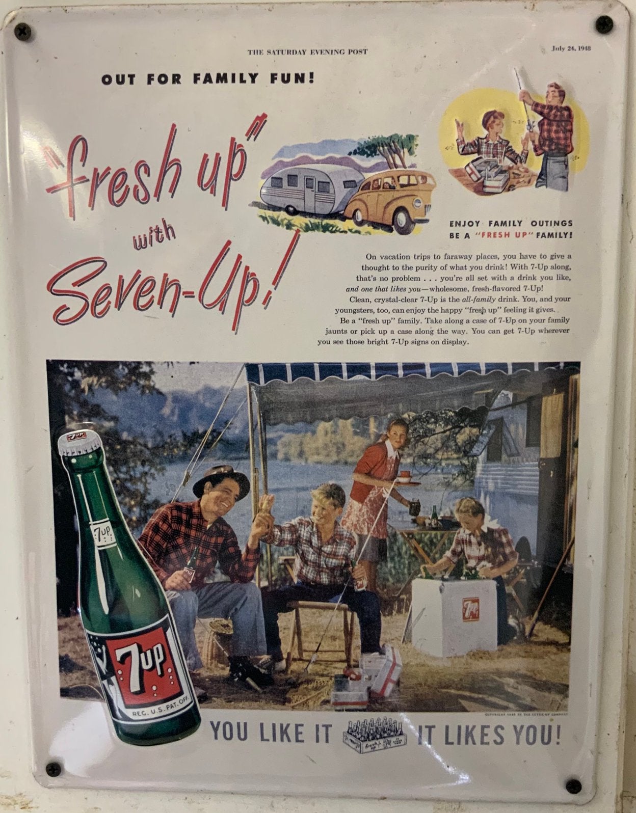 Metalen reclamebord 7Up, Verzamelen, Ophalen of Verzenden, Gebruikt, Reclamebord