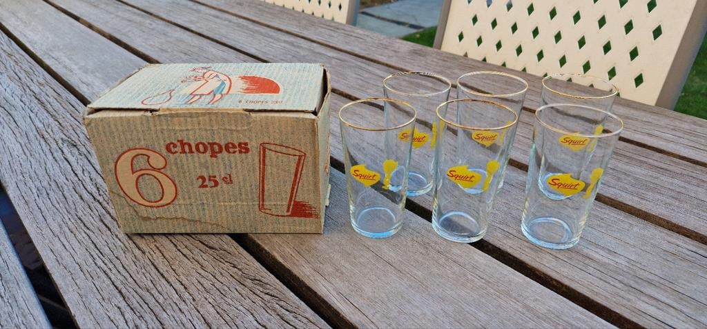 Set: vintage Squirt chopes 25 cl  in originele verpakking, Ophalen of Verzenden