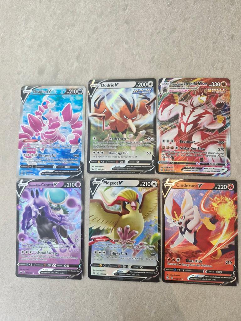 6 Pokémon V/VMAX kaarten - Drapion, Dodrio, Urshifu, Calyrex, Ophalen of Verzenden