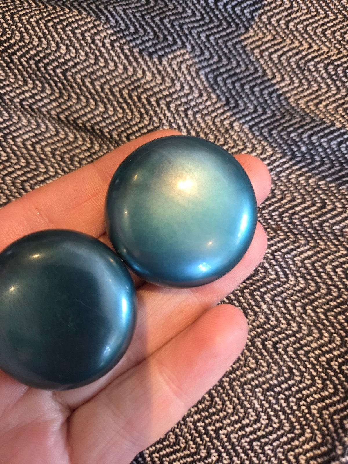 Grote blauwe oorbellen clips, Overige materialen, Gebruikt, Blauw, Ophalen of Verzenden