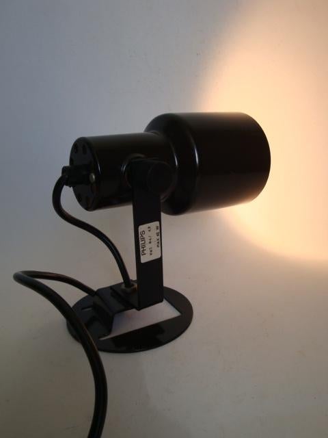 vintage philips spot zwart bruin metaal wandlamp nws 84/42., Ophalen of Verzenden, Gebruikt, Plafondspot of Wandspot