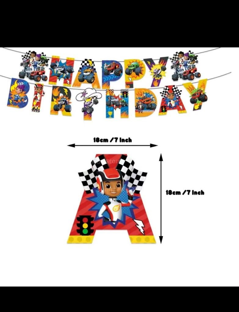 Nieuwe Blaze en de Monsterwielen Happy Birthday Banner, Ophalen, Nieuw, Versiering, Verjaardag