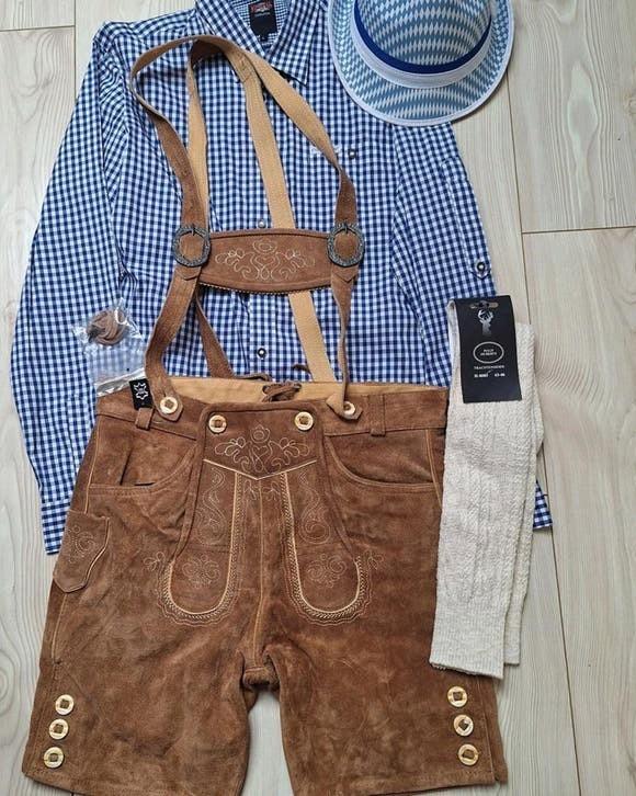 Lederhose 52 overhemd hoed kousen oktoberfeest, Ophalen, Zo goed als nieuw, Maat 52/54 (L), Overige thema's