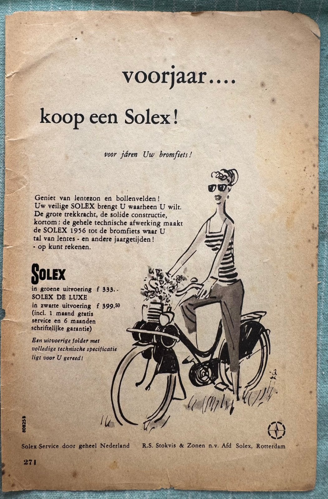 Advertentie Solex jaren ‘50 Stokvis Rotterdam, Verzenden, Zo goed als nieuw, Motoren