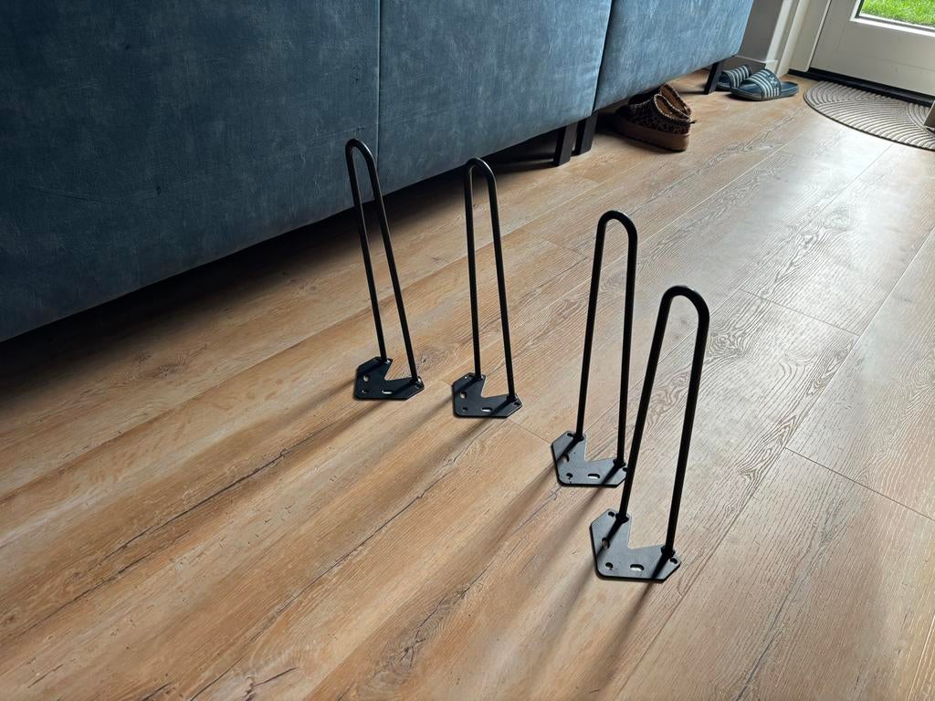 Duraline hairpin poten 40cm mat zwart, Huis en Inrichting, Tafelonderdelen, Tafelpoot, Minder dan 50 cm, Ophalen of Verzenden