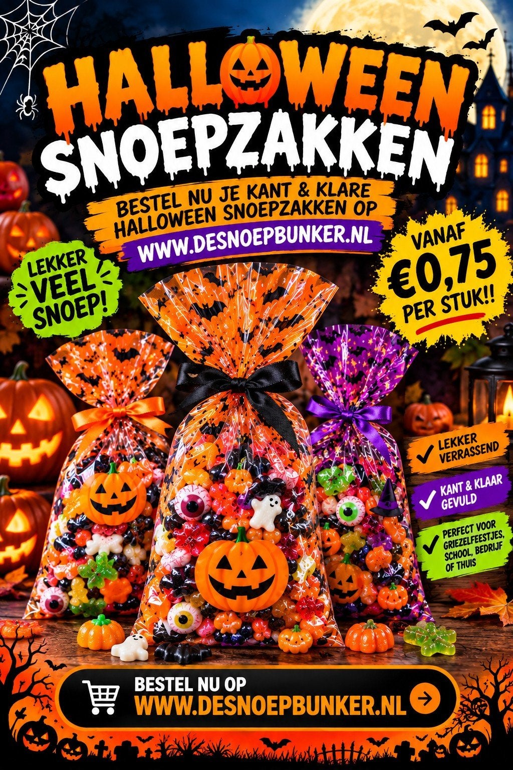 kant & klare halloween snoepzakjes, Ophalen of Verzenden, Nieuw, Versiering, Halloween of Griezel