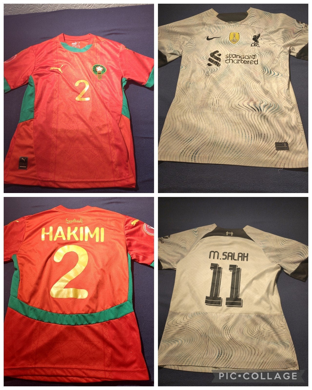Voetbalshirts: Marokko Hakimi #2 & Liverpool Salah #11, Ophalen, Jongen of Meisje, Zo goed als nieuw, Shirt of Longsleeve