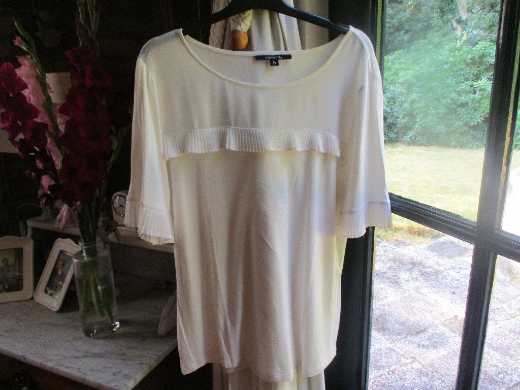mj/NIEUW! COMMA/top/maat 40/leuk met ruchel, Maat 38/40 (M), Verzenden, Wit, Nieuw