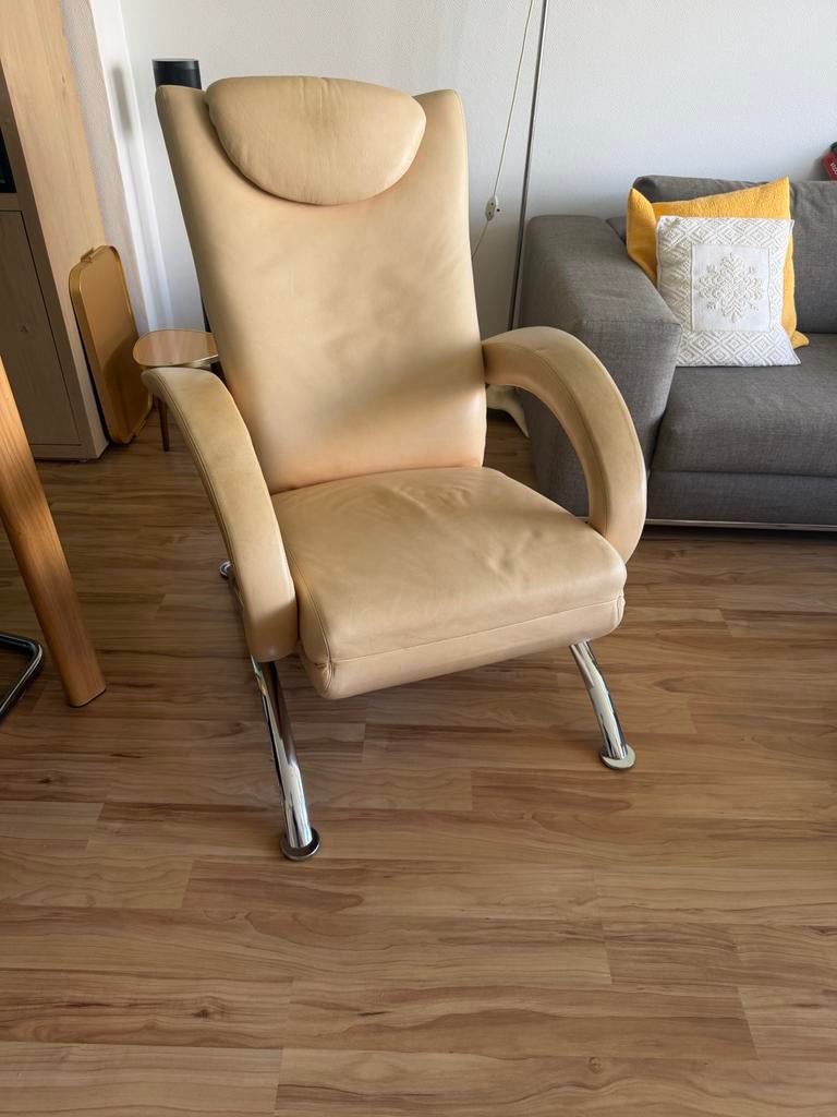 Strässle design relaxfauteuil - leer, verstelbaar, Huis en Inrichting, Ophalen, Gebruikt, Leer, 75 tot 100 cm