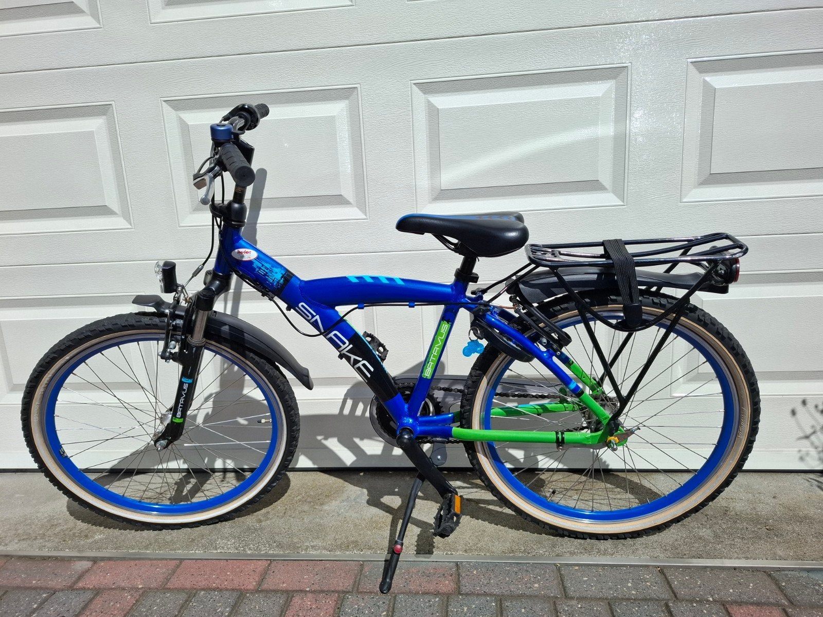 24 inch Batavus Snake Kinderfiets - Blauw/Groen, Ophalen, Handrem, Batavus Snake, Gebruikt