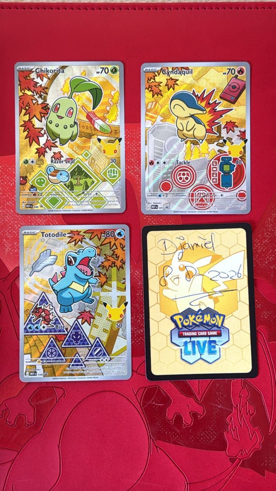 Pokémon Kaarten: Chikorita, Cyndaquil, Totodile (Celebration, Ophalen of Verzenden, Zo goed als nieuw, Meerdere kaarten