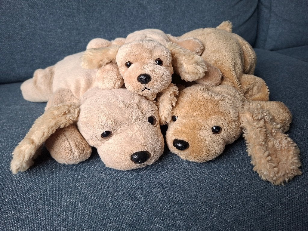 Te Koop: Set van Tiamo Knuffel honden (2 grote, 1 kleine), Wasbaar, Zo goed als nieuw, Tiamo, Hond