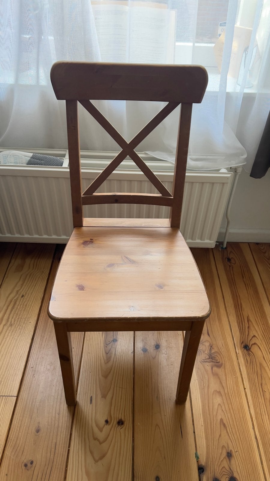 Houten stoel - Gebruikt-Gratis, Ophalen, Gebruikt, Bruin, Eén