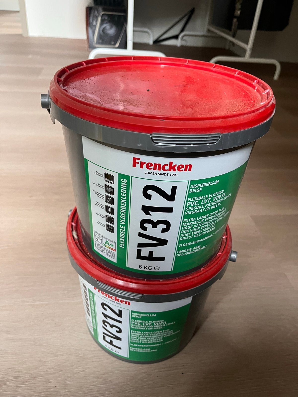 Frencken FV312 PVC LIJM Dispersielijm - 2 emmers van 6 kg, Overige materialen, Overige typen, Nieuw, Minder dan 50 cm