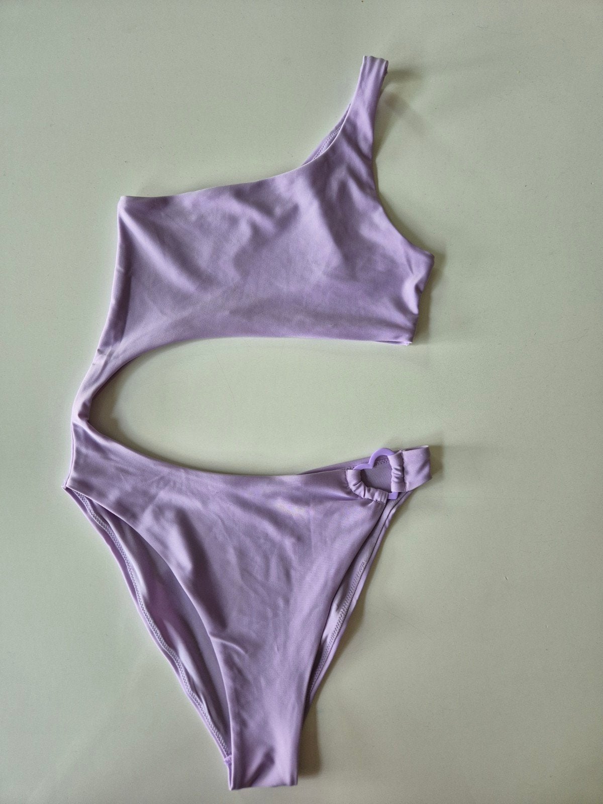 Lila badpak met cut-out en hartgesp maat S, H&M, Paars, Badpak, Ophalen of Verzenden