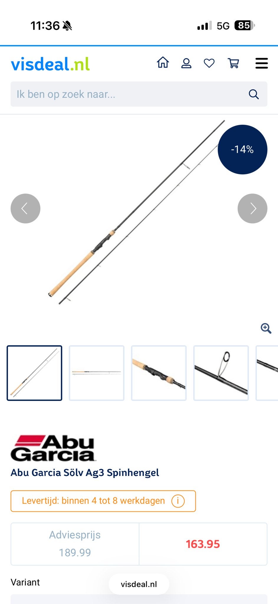 Abu Garcia Sölv AG 3 Werphengel Forel hengel met molen, Ophalen, Nieuw, Werphengel