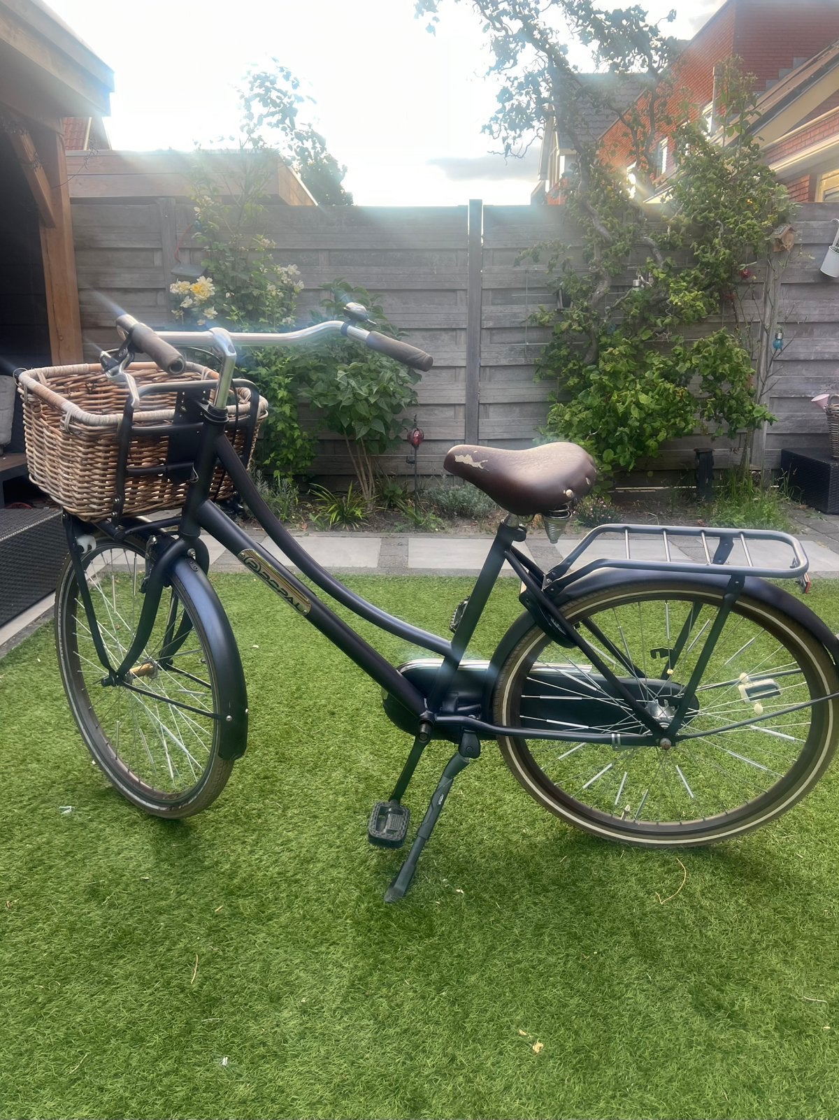 Mooie Popal meisjesfiets incl rieten fietsmand, Terugtraprem, Gebruikt, Handrem, Ophalen